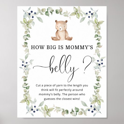 Waterverf baer hoe groot is het buikspel van mama poster (Voorkant)