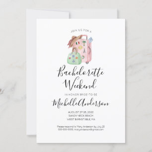 Waterverf Bagage Bachelorette Weekenduitnodiging Kaart