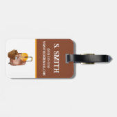 Waterverf Bagage, bruin, geel Initiaal van Kind Bagagelabel (Achterkant horizontaal)