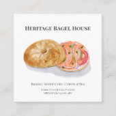 Waterverf Bagels met rookzalm bedrijf Vierkante Visitekaartje (Voorkant)