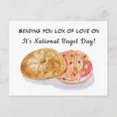 Waterverf bagels roken zalm nationale bagel dag briefkaart (Voorkant)