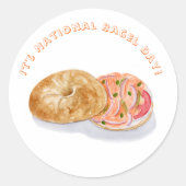 Waterverf bagels roken zalm nationale bagel dag ronde sticker (Voorkant)