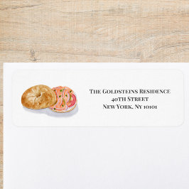 Waterverf Bagels Smoke Salmon Etiket