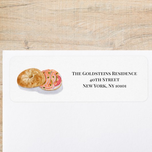 Waterverf Bagels Smoke Salmon Etiket