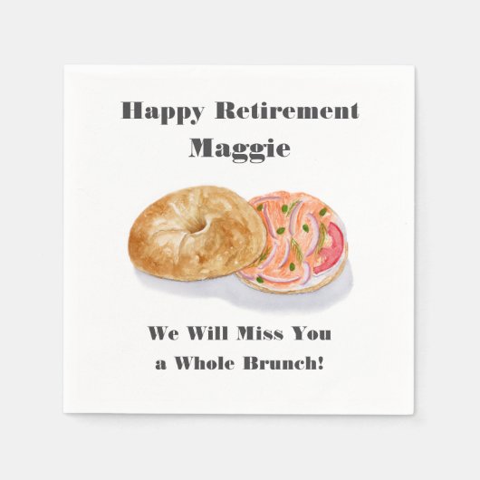 Waterverf Bagels Smoke Salmon Retirement Brunch Servet (Voorkant)