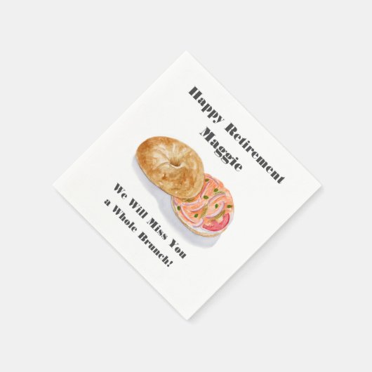Waterverf Bagels Smoke Salmon Retirement Brunch Servet (Hoek)