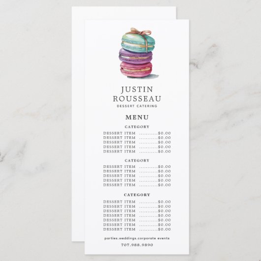 Waterverf Baker Bakery Pastry Chef Cookies Menu (Voorkant / Achterkant)