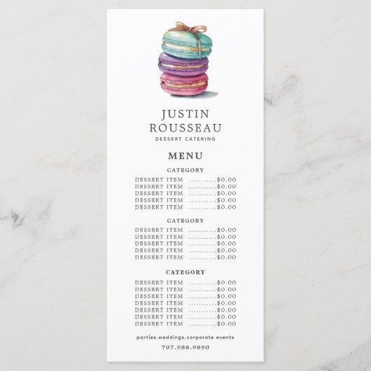 Waterverf Baker Bakery Pastry Chef Cookies Menu (Voorkant)