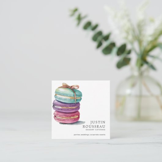 Waterverf Baker Bakery Pastry Chef Vierkante Visitekaartje (Staand voorkant)