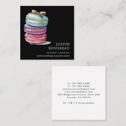 Waterverf Baker Bakery Pastry Chef Vierkante Visitekaartje (Voorkant / Achterkant)