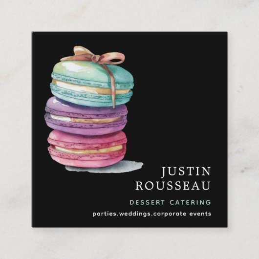 Waterverf Baker Bakery Pastry Chef Vierkante Visitekaartje (Voorkant)