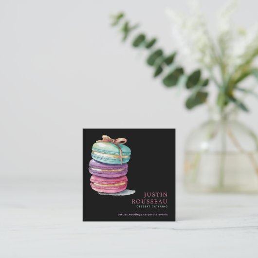 Waterverf Baker Bakery Pastry Chef Vierkante Visitekaartje (Staand voorkant)