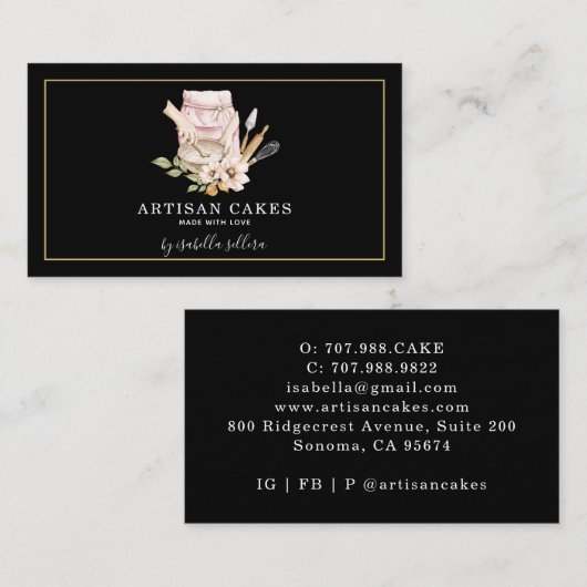 Waterverf Baker Cake Pastry Chef Visitekaartje (Voorkant / Achterkant)