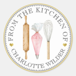 Waterverf Baker Pastry Chef Baker Tools Ronde Sticker