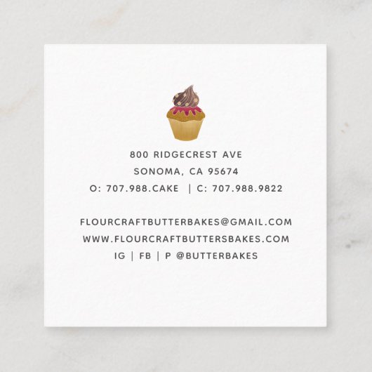 Waterverf Baker Pastry Chef Bked Good Tools Vierkante Visitekaartje (Achterkant)