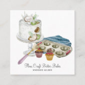 Waterverf Baker Pastry Chef Bked Good Tools Vierkante Visitekaartje (Voorkant)