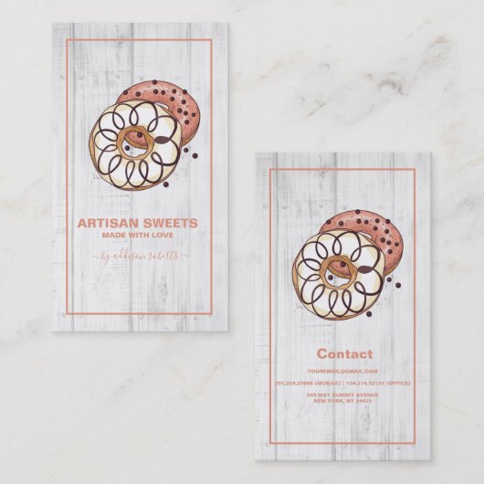 Waterverf Bakery Artisan Sweets Visitekaartje (Voorkant / Achterkant)