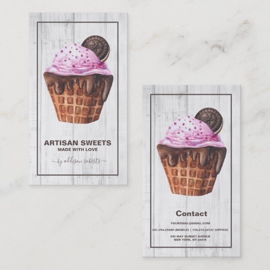 Waterverf Bakery Artisan Sweets Visitekaartje (Voorkant / Achterkant)