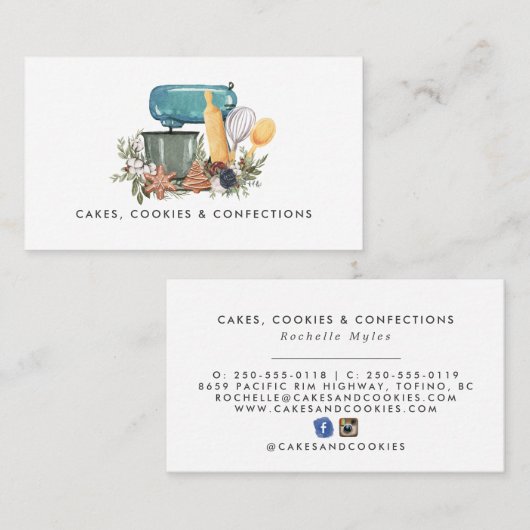 Waterverf Bakery Logo | Florence-Visitekaartje Visitekaartje (Voorkant / Achterkant)