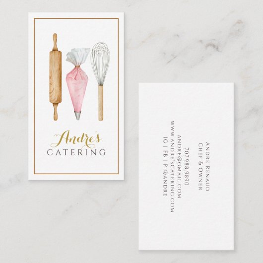 Waterverf bakgereedschap Logo Catering Visitekaartje (Voorkant / Achterkant)