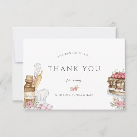 Waterverf Baking Birthday Party Bedankkaart (Voorkant)