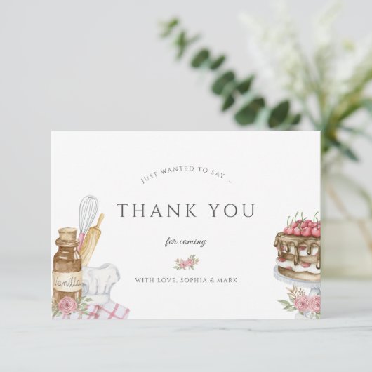 Waterverf Baking Birthday Party Bedankkaart (Staand voorkant)