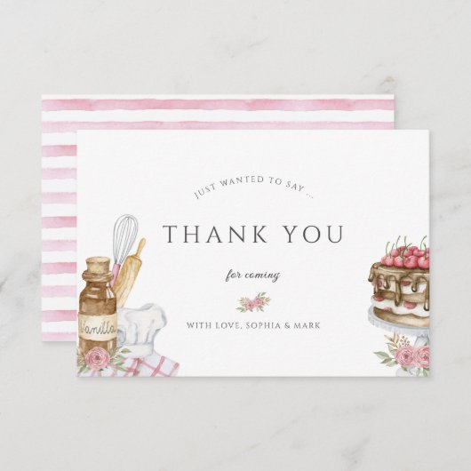 Waterverf Baking Birthday Party Bedankkaart (Voorkant / Achterkant)