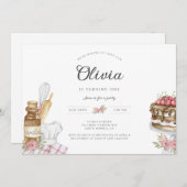 Waterverf Baking Birthday Party Invitation Kaart (Voorkant / Achterkant)