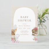 Waterverf Baking Girl Baby shower Kaart (Staand voorkant)