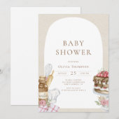 Waterverf Baking Girl Baby shower Kaart (Voorkant / Achterkant)