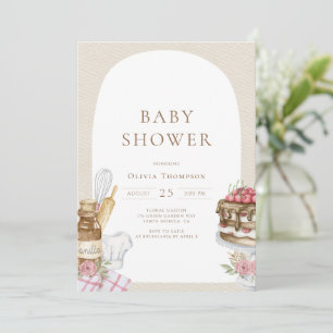 Waterverf Baking Girl Baby shower Kaart