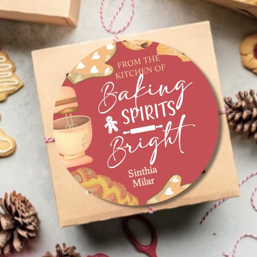 Waterverf Baking Spirits Bright Vakantie bakken Ronde Sticker