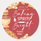 Waterverf Baking Spirits Bright Vakantie bakken Ronde Sticker (Voorkant)