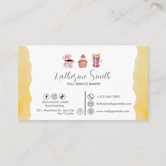 Waterverf Baking Utensil Bakery Visitekaartje (Achterkant)