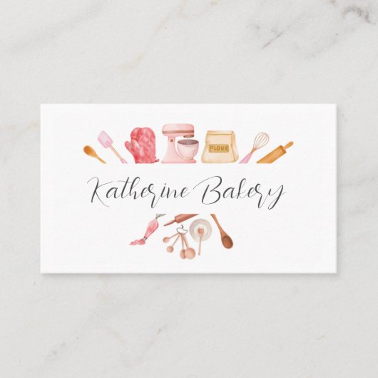 Waterverf Baking Utensil Bakery Visitekaartje (Voorkant)