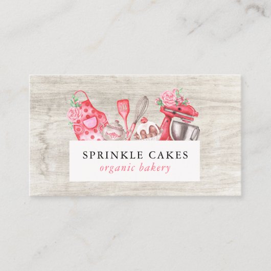 Waterverf bakken en koken met gereedschap Baker Bu Visitekaartje (Voorkant)