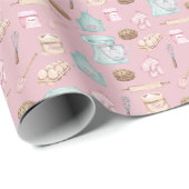 Waterverf Bakken op Crepe Pink Cadeaupapier (Rol Hoek)