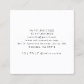 Waterverf bakker bakkerij gebak chef-kok gebruiksv vierkante visitekaartje (Achterkant)