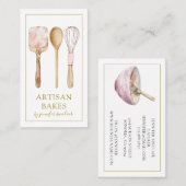 Waterverf Bakkerij Baker Pastry Chef Utensils Visitekaartje (Voorkant / Achterkant)