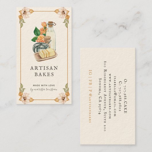Waterverf bakkerij bu visitekaartje (Voorkant / Achterkant)
