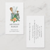 Waterverf bakkerij- en kookbestek voor bakkerijpro visitekaartje (Voorkant / Achterkant)