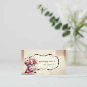 Waterverf Bakkerij Gebak Bloemen Rode Retro Mixer Visitekaartje (Staand voorkant)