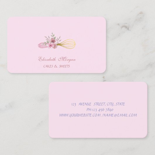 Waterverf bakkerij handgereedschap visitekaartje (Voorkant / Achterkant)