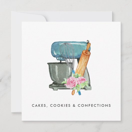 Waterverf Bakkerij Logo | Floral Digital Download Kaart (Voorkant)