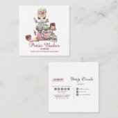 Waterverf bakkerij mixer banketbakkerskoeken squa vierkante visitekaartje (Voorkant / Achterkant)