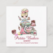 Waterverf bakkerij mixer banketbakkerskoeken squa vierkante visitekaartje (Voorkant)