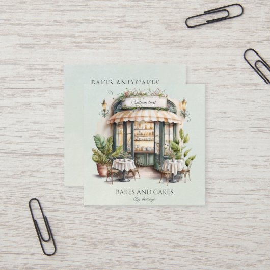 Waterverf, Bakkerij qr code Vierkante Visitekaartje (Voorkant / Achterkant in situ)