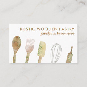 Waterverf Bakkerij Rustic Floral leuke chef-kok Visitekaartje