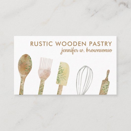 Waterverf Bakkerij Rustic Floral leuke chef-kok Visitekaartje (Voorkant)