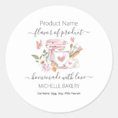 Waterverf Bakkerij stand mixer Productnaam Ronde Sticker (Voorkant)